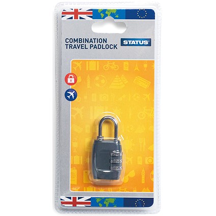 Status Three-Digit Combination Travel Padlock, Pack of 5