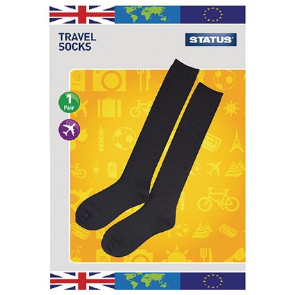 Status Travel Socks, Black, Size 6-9, Pack of 10