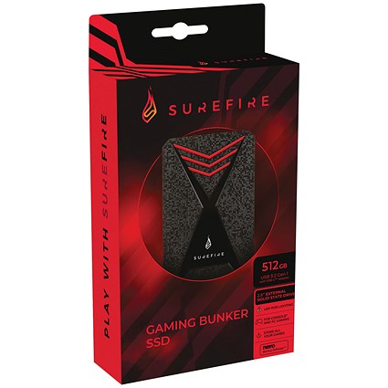 SureFire Bunker Gaming Solid State Drive, USB 3.2, 512GB, Black