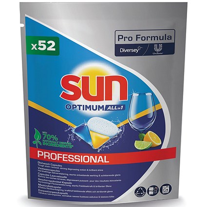 Sun Professional Formula Optimum All In One Dishwasher Capsules Pack of 52