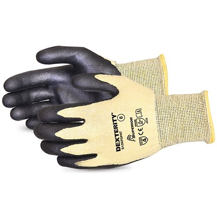 Superior Glove Dexterity Nitrile Palm Coated Cut Resistant String Knit Gloves Black 2XL