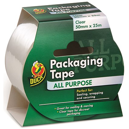 Ducktape Packaging Tape, 50mmx25m, Clear, Pack of 6 Ducktape Packaging Tape, 50mmx25m, Clear, Pack of 6