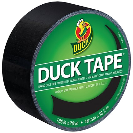Ducktape Coloured Tape, 48mm x 18.2m, Black, Pack of 6
