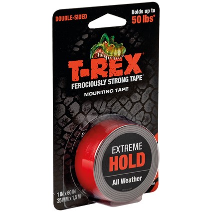 T-Rex Extreme Hold All Weather Mounting Tape, 25mm x 1.5m, Clear, Pack of 6
