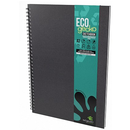 Eco Gecko All Media Wirebound Sketchbook, A3, Portrait, 40 Sheets