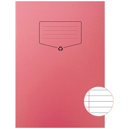 Silvine Recycled Exercise Book, Lined with Margin, 64 Pages, A4, Red, Pack of 10 Silvine Recycled Exercise Book, Lined with Margin, 64 Pages, A4, Red, Pack of 10