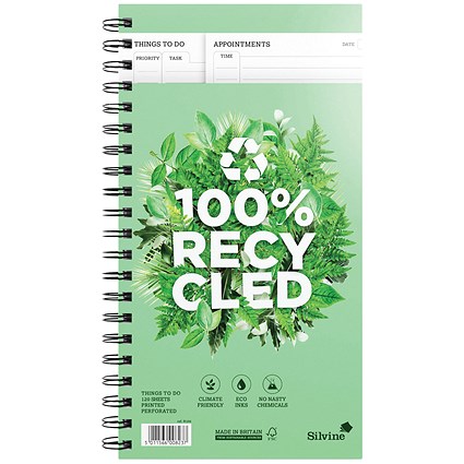 Silvine Wirebound Recycled Things to Do Book, Perforared, 280x150mm, 120 Pages