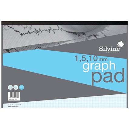 Silvine 110mm Graph Pad, A3, 90gsm, 50 Sheets