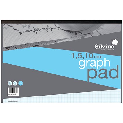 Silvine 110mm Graph Pad, A3, 90gsm, 50 Sheets Silvine 110mm Graph Pad, A3, 90gsm, 50 Sheets