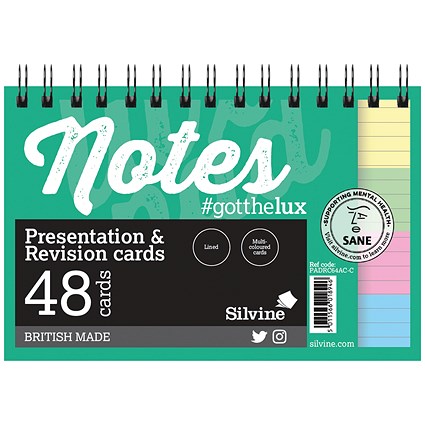Silvine Revision Presentation/Note Card Twin Assorted (Pack of 10)