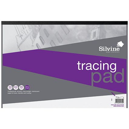 Silvine Professional Tracing Pad, A3, 90gsm, 50 Sheets