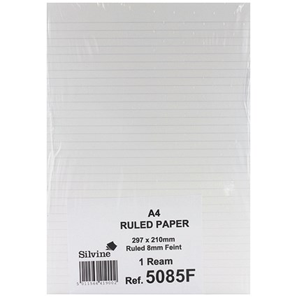 Silvine Feint Ruled Unpunched Fly Paper, A4, Pack of 500