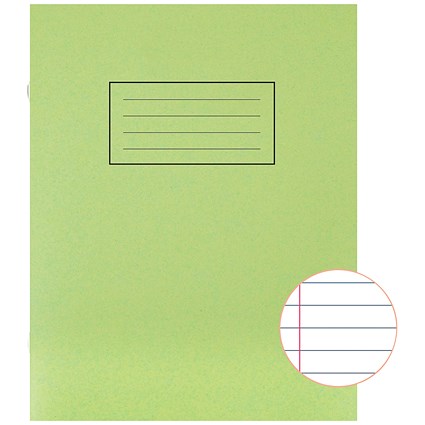 Silvine Exercise Book, Ruled, 229x178mm, Green, Pack of 10