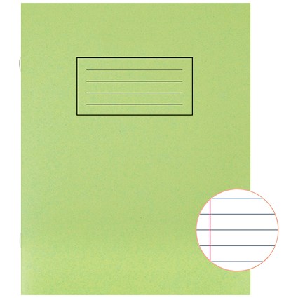 Silvine Exercise Book Ruled 229x178mm Green (Pack of 10)