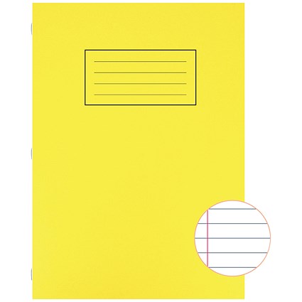 Silvine Ruled Exercise Book, A4, With Margin, 80 Pages, Yellow, Pack of 10