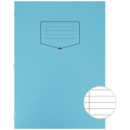 Silvine Tough Shell A4 Exercise Book, Feint Ruled, Margin, Blue, Pack of 25