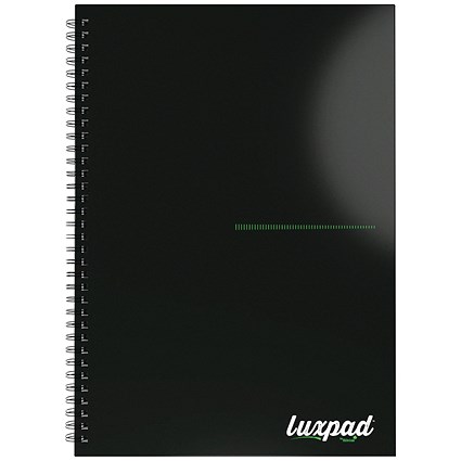 Silvine Luxpad Recycled Professional Wirebound Notebook, A4, Ruled & Perforated, 160 Pages, Black, Pack of 5 Silvine Luxpad Recycled Professional Wirebound Notebook, A4, Ruled & Perforated, 160 Pages, Black, Pack of 5