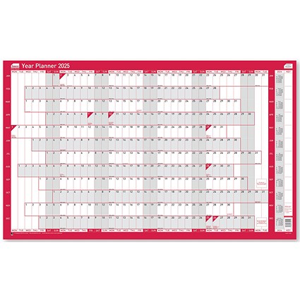 Sasco Oversized Year Planner, Unmounted, 1100x610mm, 2025 Sasco Oversized Year Planner, Unmounted, 1100x610mm, 2025