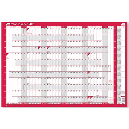 Sasco Compact Year Planner, Unmounted, 610x405mm, 2025 Sasco Compact Year Planner, Unmounted, 610x405mm, 2025