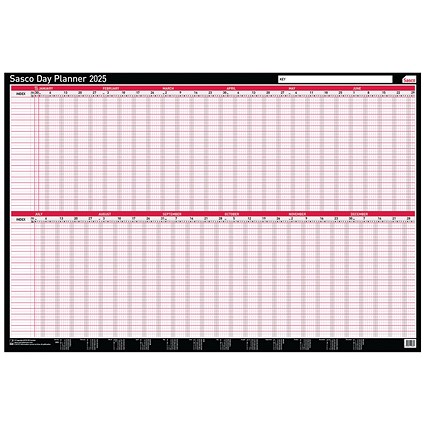 Sasco Day Planner, Mounted, 915x610mm, 2025 Sasco Day Planner, Mounted, 915x610mm, 2025