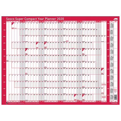 Sasco Super Compact Year Planner Unmounted 2020