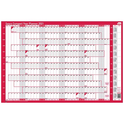 Sasco Compact Year Planner Landscape Unmounted 2021