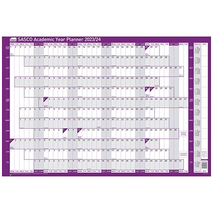 Sasco Academic Year Planner, Mounted, 915x610mm, 2023-24