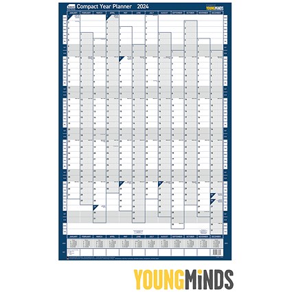 Sasco Compact Portrait Year Planner, Unmounted, 405x610mm, 2024
