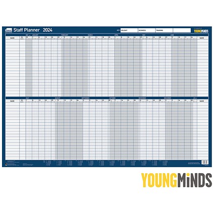 Sasco Staff Planner, Mounted, 915x610mm, 2024