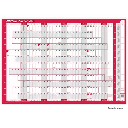 Sasco Year Planner, Unmounted, 915x610mm, 2026 Sasco Year Planner, Unmounted, 915x610mm, 2026