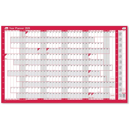 Sasco Oversized Year Planner, Unmounted, 1100x610mm, 2026
