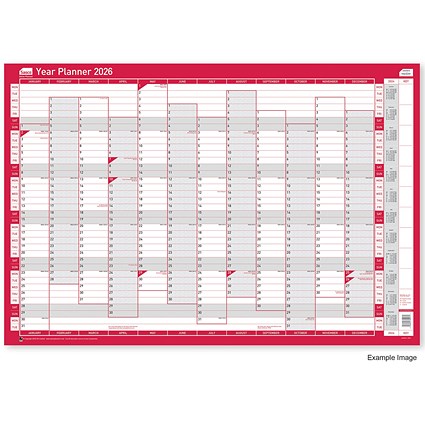 Sasco Vertical Year Planner, Unmounted, 915x610mm, 2026
