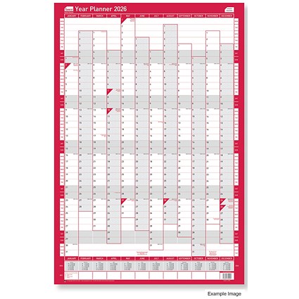 Sasco Compact Portrait Year Planner, Unmounted, 405x610mm, 2026