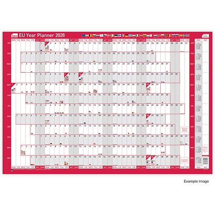 Sasco EU Year Planner, Mounted, 915x610mm, 2026 Sasco EU Year Planner, Mounted, 915x610mm, 2026