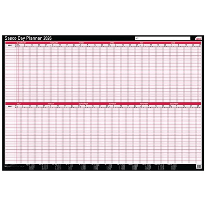 Sasco Day Planner, Mounted, 915x610mm, 2026 Sasco Day Planner, Mounted, 915x610mm, 2026
