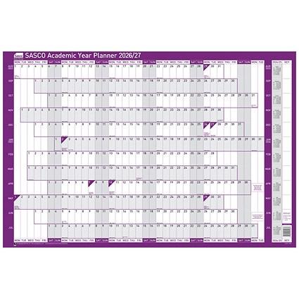 Sasco Academic Year Planner, Mounted, 915x610mm, 2026/27 Sasco Academic Year Planner, Mounted, 915x610mm, 2026/27