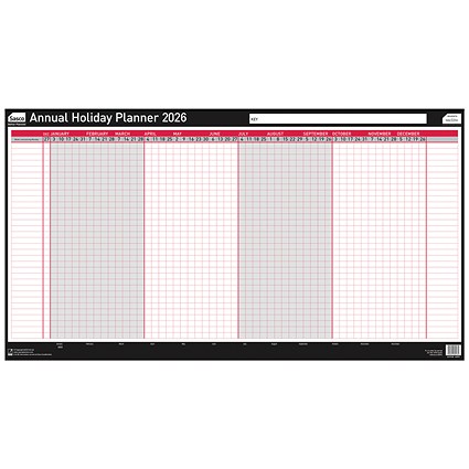 Sasco Annual Holiday Planner, Unmounted, 750x410mm, 2026 Sasco Annual Holiday Planner, Unmounted, 750x410mm, 2026