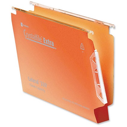 Rexel CrystalFile Classic Lateral Files / 330mm Width / 50mm Square Base / Orange / Pack of 25