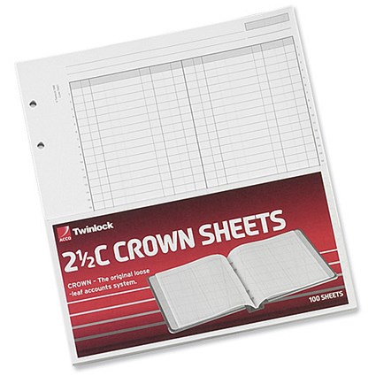 Twinlock 2.5C Crown Double Cash Ledger Sheets Ref 75833 [Pack 100]
