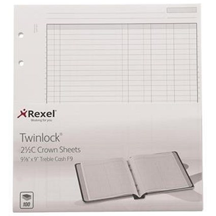 Twinlock 2.5C Crown Treble Cash Sheets / Ref: 75839 / Pack of 100