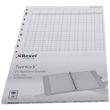 Twinlock V4 Variform 5 Column Cash Sheets 296x210mm Ref 75931 [Pack 75]