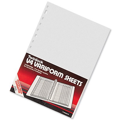Twinlock V4 Variform 6 Column Cash Sheets Ref 75932 [Pack 75]