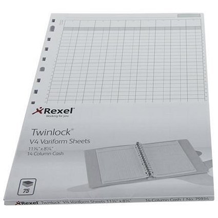 Twinlock V4 Variform Sheets / 7 Cash Columns / Ref: 75933 / Pack of 75