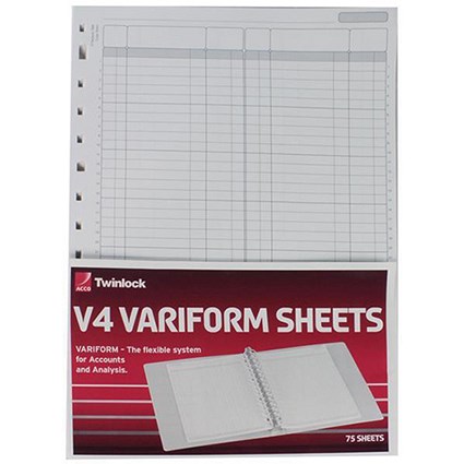 Twinlock V4 Variform Double Ledger Sheets, Ref: 75951, Pack of 75