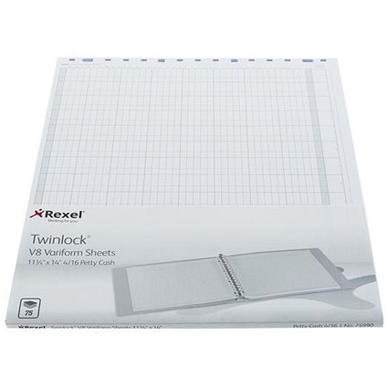 Twinlock V8 Variform Sheets / 10 Cash Columns / Ref: 75982 / Pack of 75