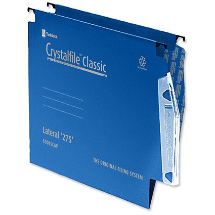 Rexel Crystalfile Classic Lateral File Manilla V-base 15mm W275xH280mm Blue [Pack 50]