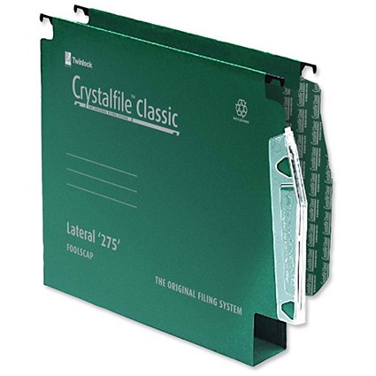 Rexel CrystalFiles Classic Manilla Lateral Files / Extra Deep / 275mm Width / 30mm Base Green / Pack of 50
