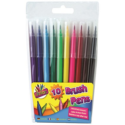 Artbox Quality Brush Fibre Pens, Assorted Colours, 12 Packs of 10(120 in total)