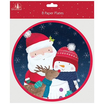 Christmas Paper Plates, 228mm, Pack of 96