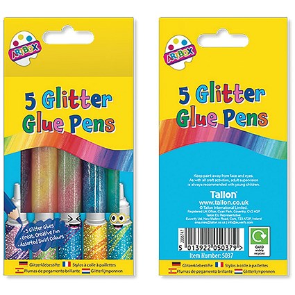 Artbox Swirl Glitter Glue Pens x5 Pack of 12